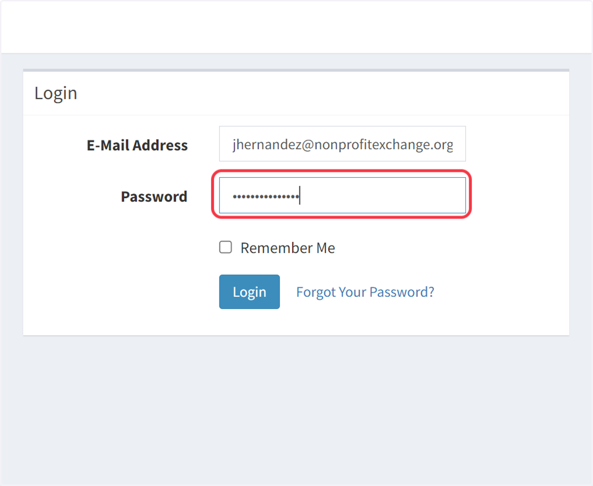 Type your secure password into the Password field.