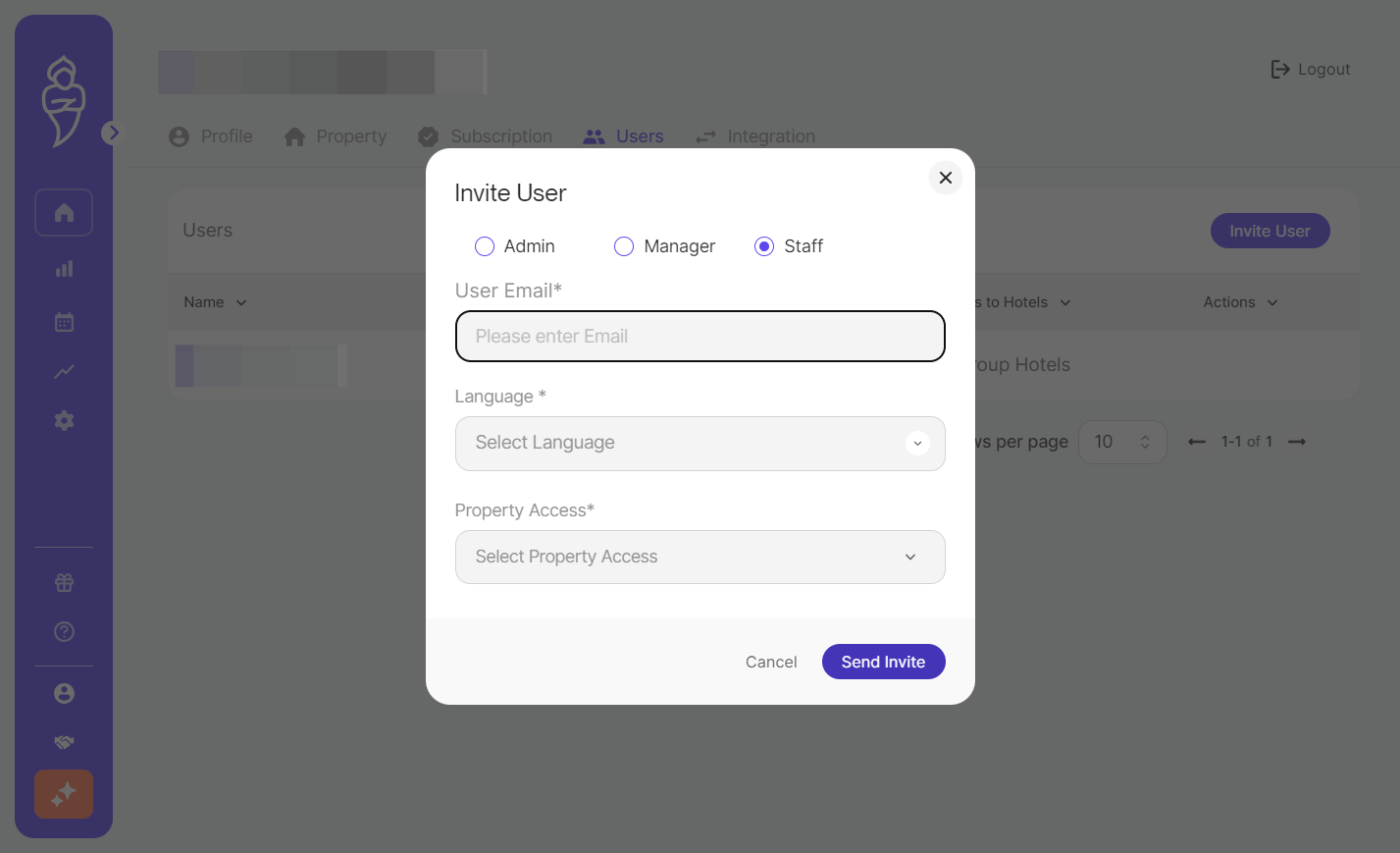 Click on Send Invite.