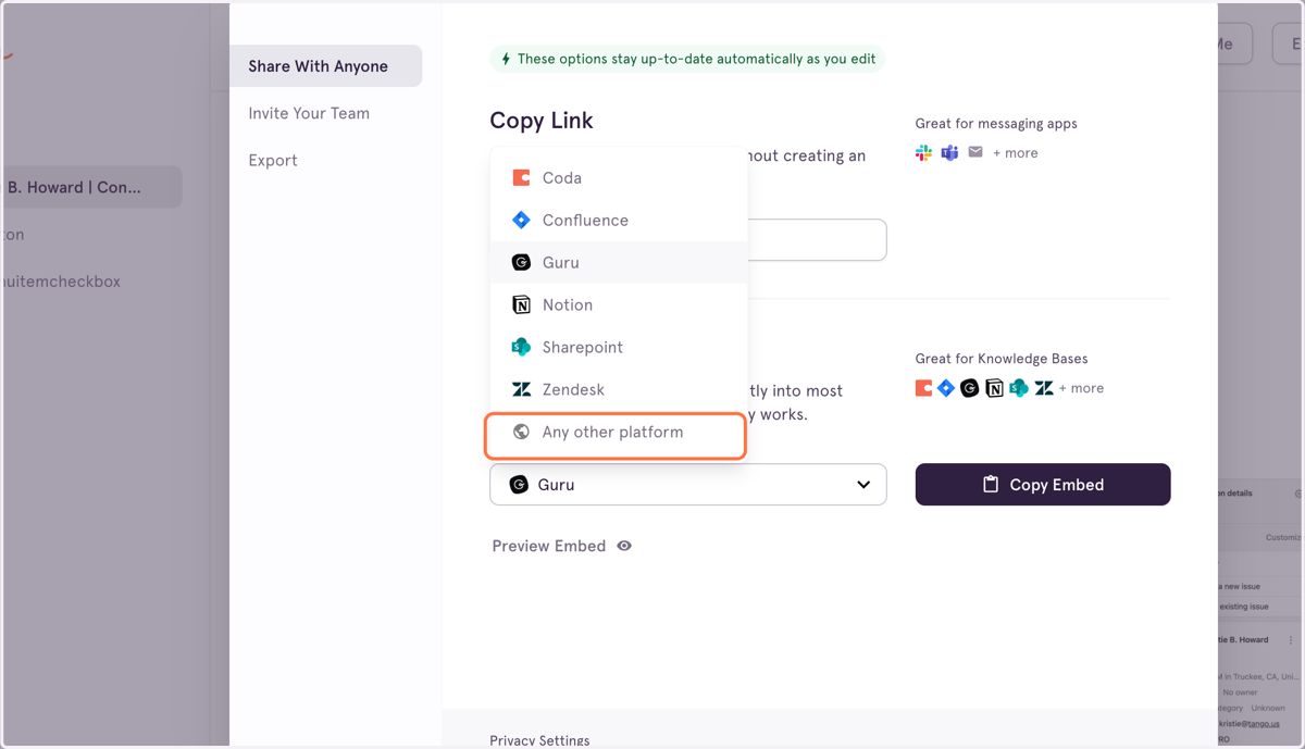 From the dropdown menu, select your preferred platform. Choose "Any other platform" for a standardized code to use anywhere.
