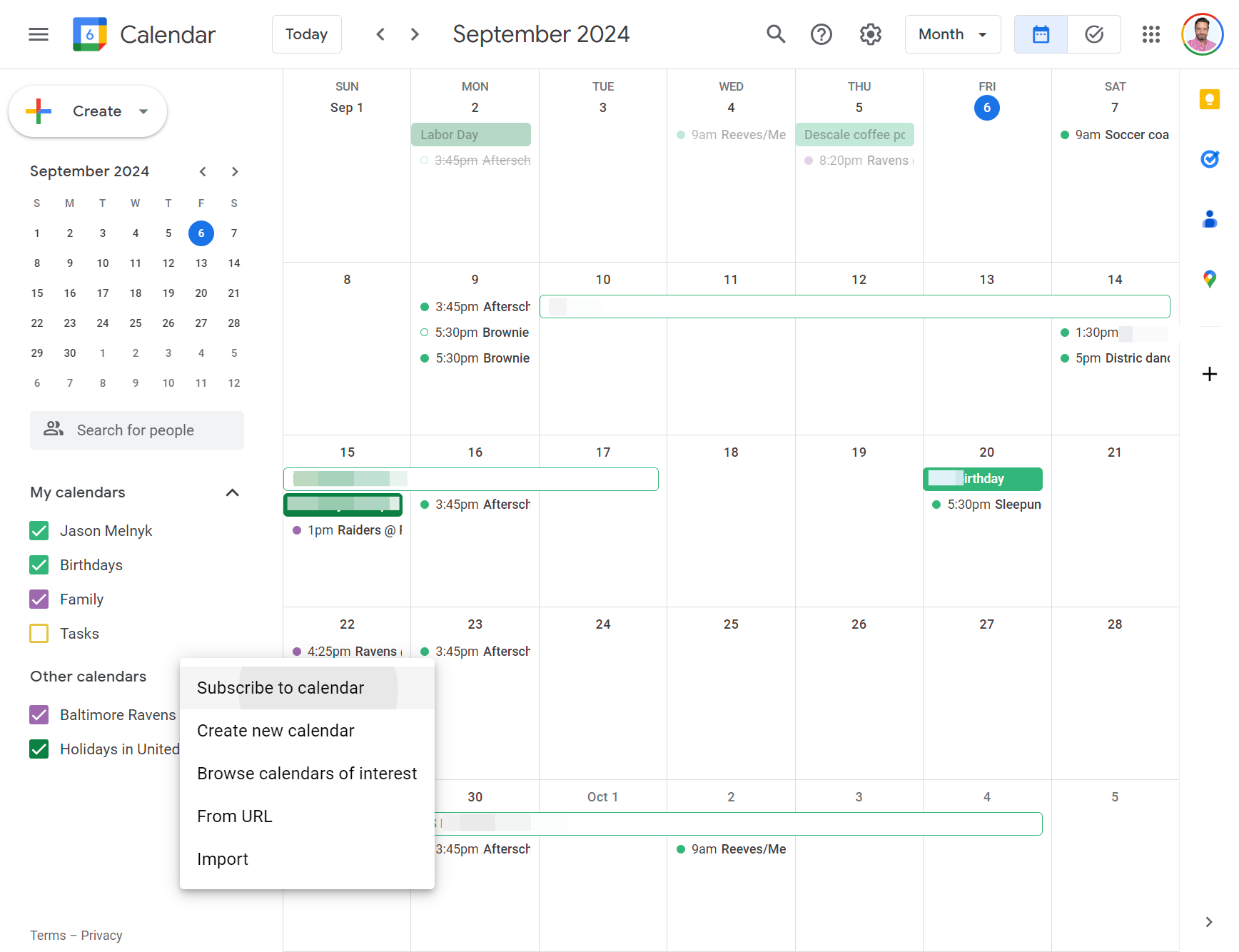 Click on Subscribe to calendar