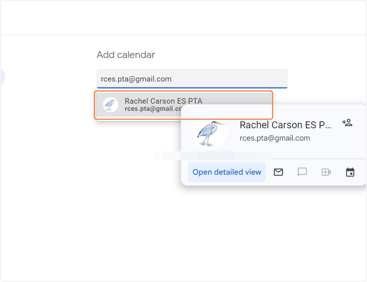Click on Rachel Carson ES PTA…