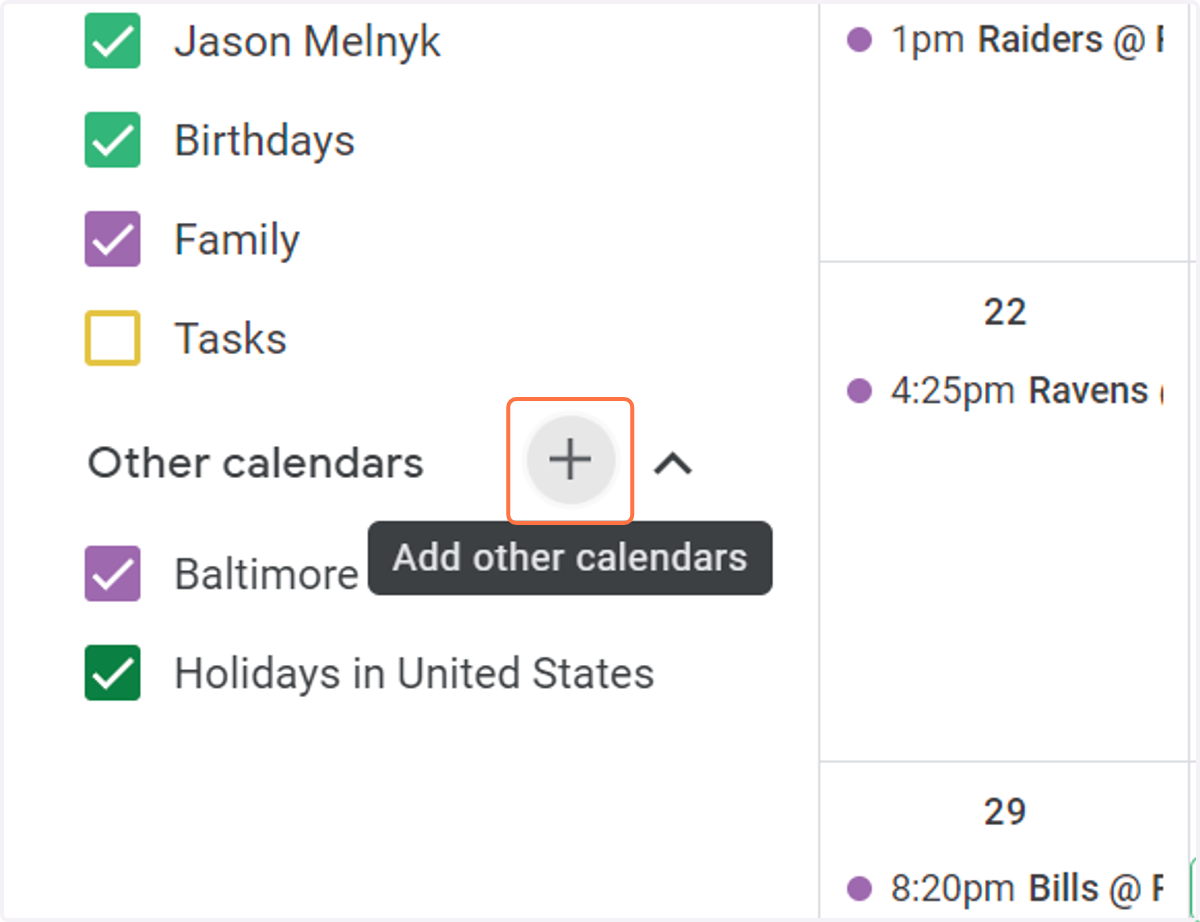 Click on Add other calendars