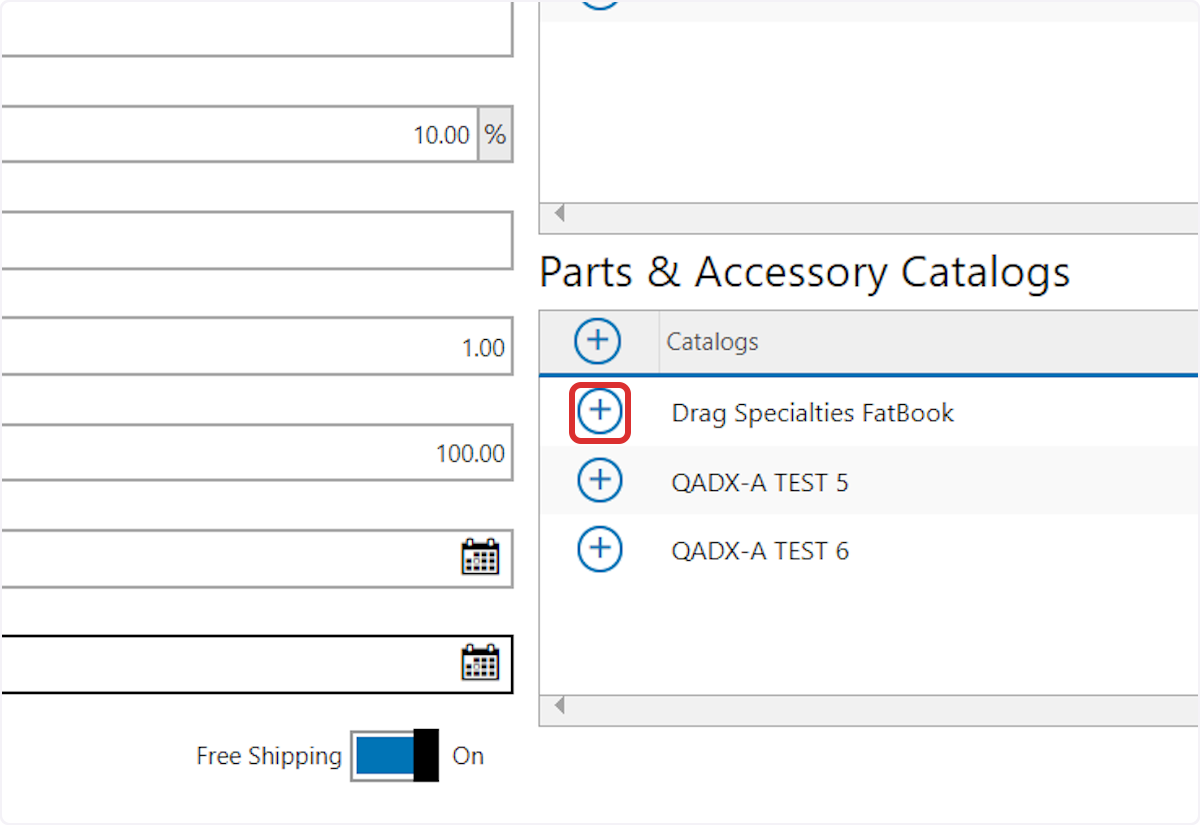 Add a Parts and Accessories Catalog