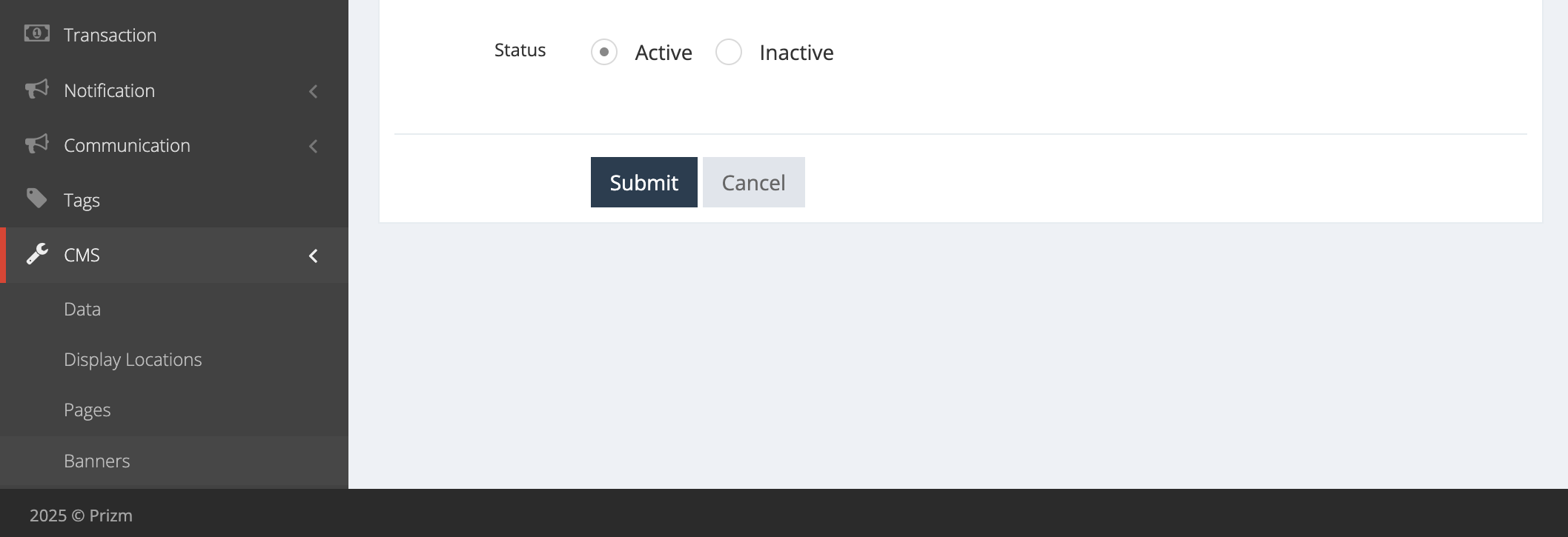Select Active and Submit