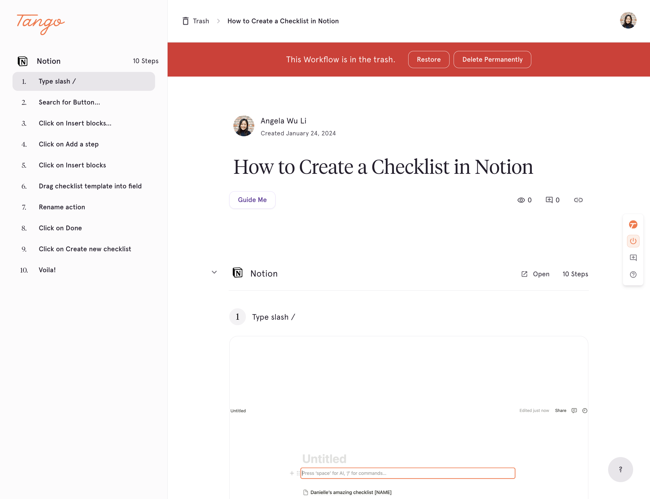 That's it! Now this Workflow is in the trash.…