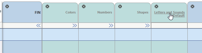 Click on the title Letters and Sounds Default to add the lowercase, sounds, and uppercase letter columns.