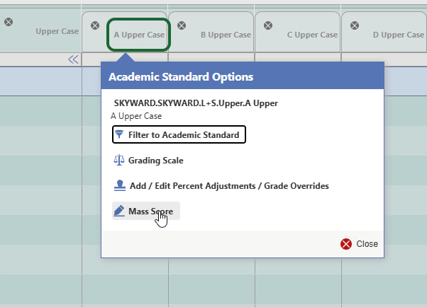 Click on the Letter title to Mass Score.