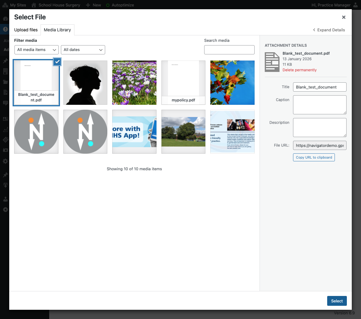 Click on the Select button in the bottom right corner to complete this step.