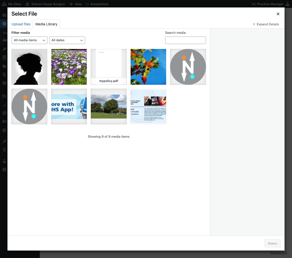 Click on the Upload files tab
