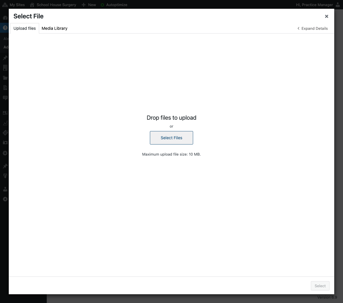 Click on the Select Files button