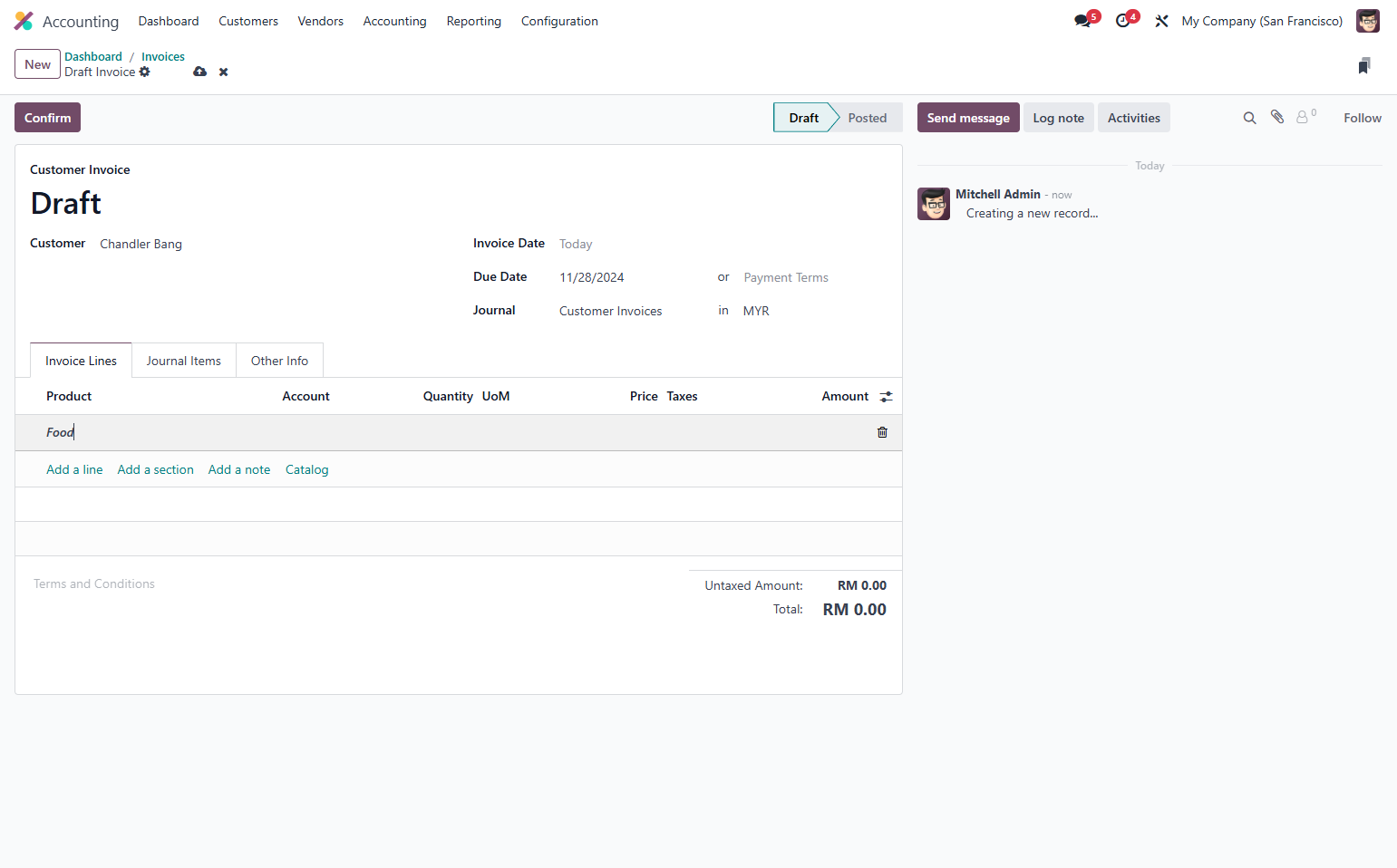 Fill in a section . For example, Food has been put as a section header.