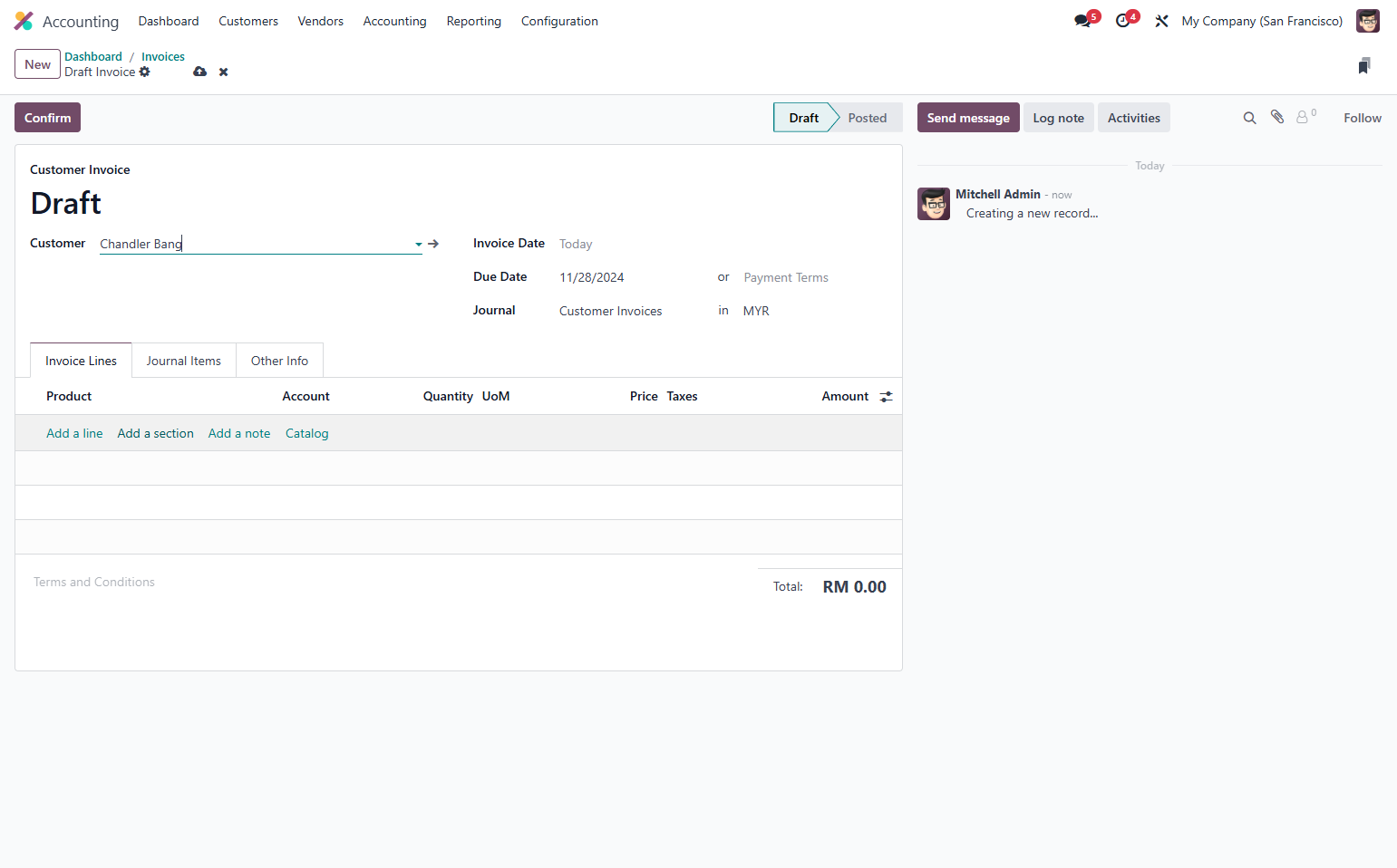 Here you can Add a section to easily layout the details of the invoice