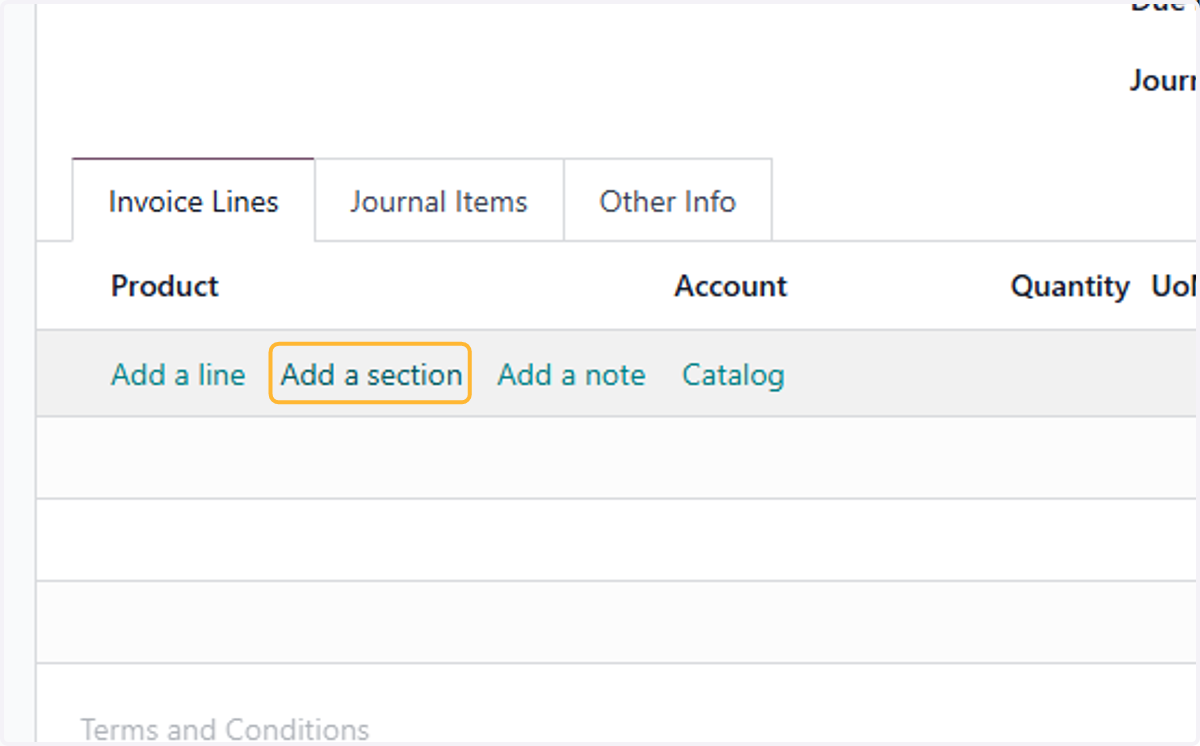 Here you can Add a section to easily layout the details of the invoice