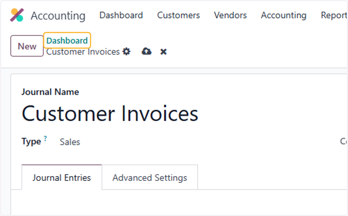 Click on Dashboard