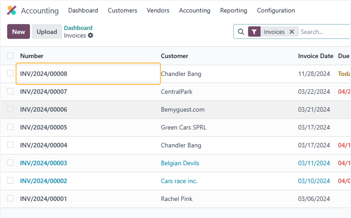 View of posted invoice