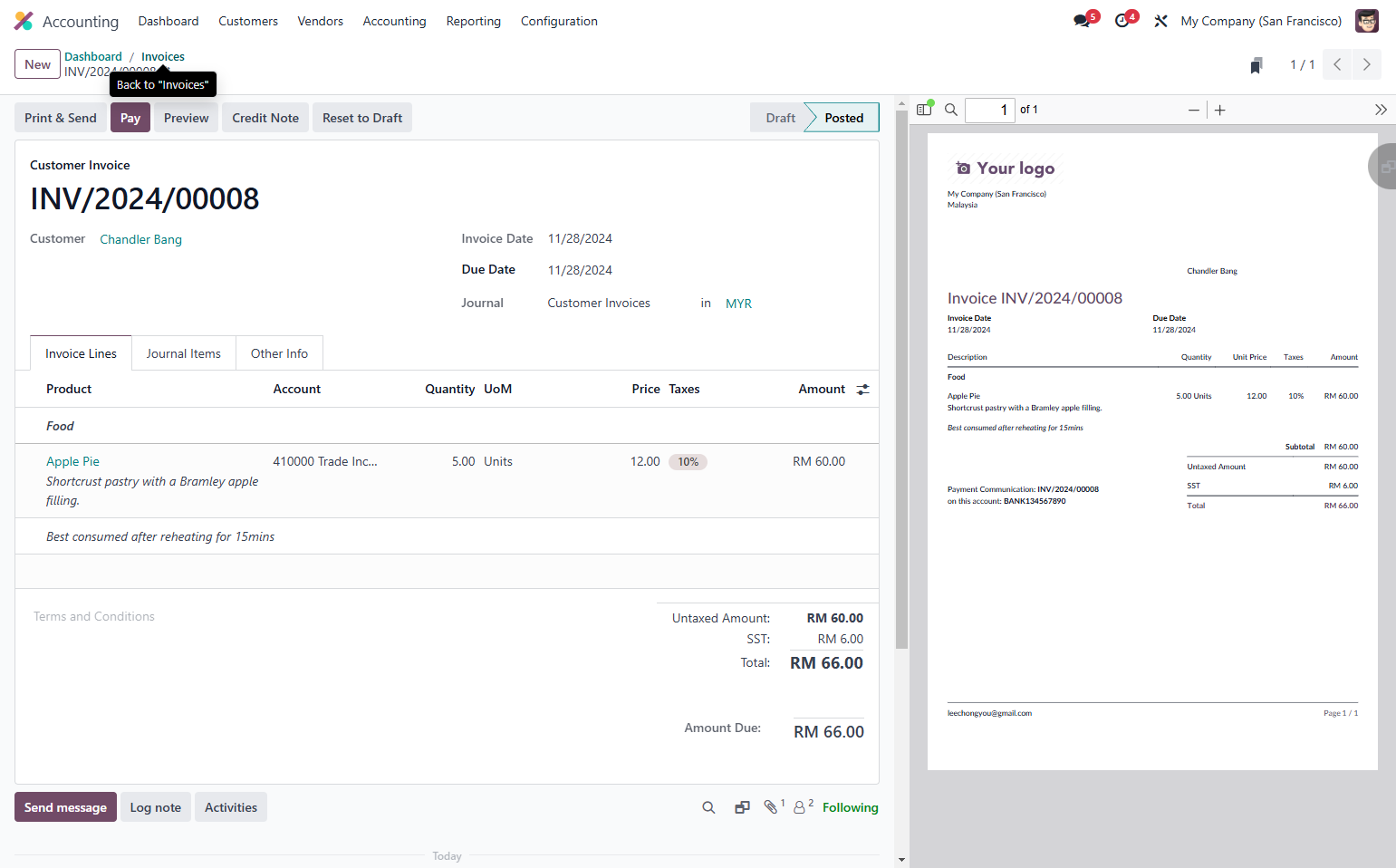 Click on Invoices