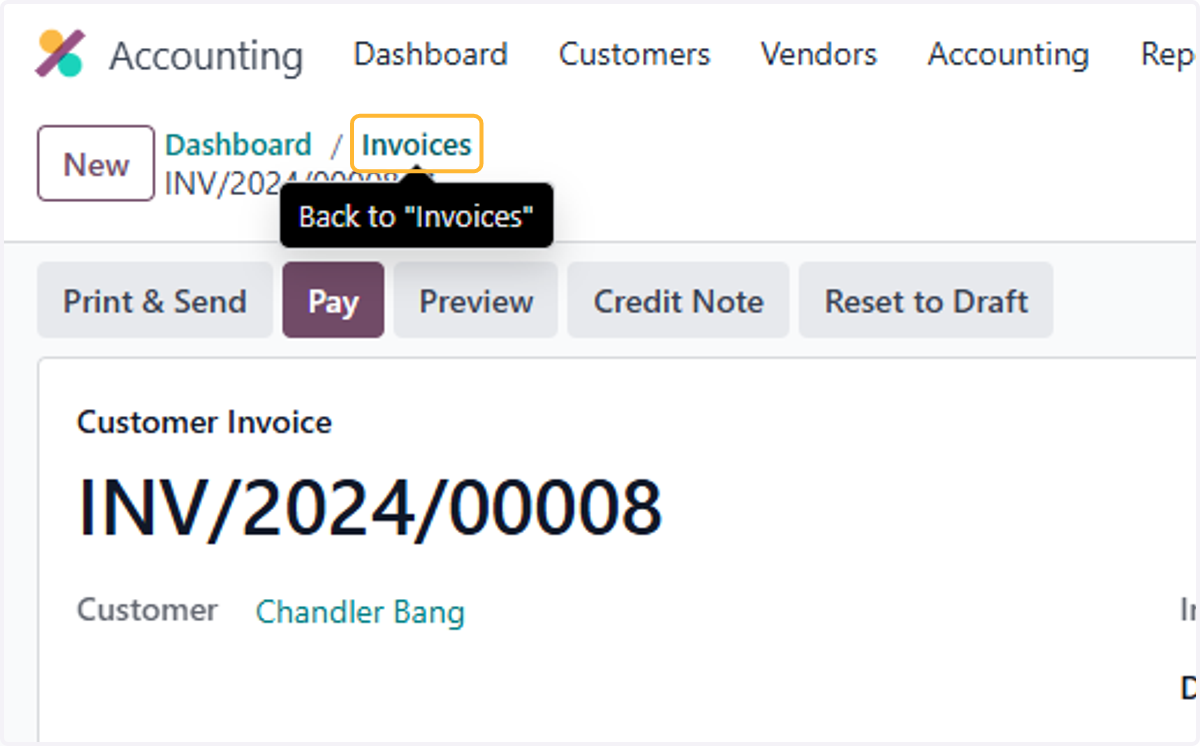 Click on Invoices