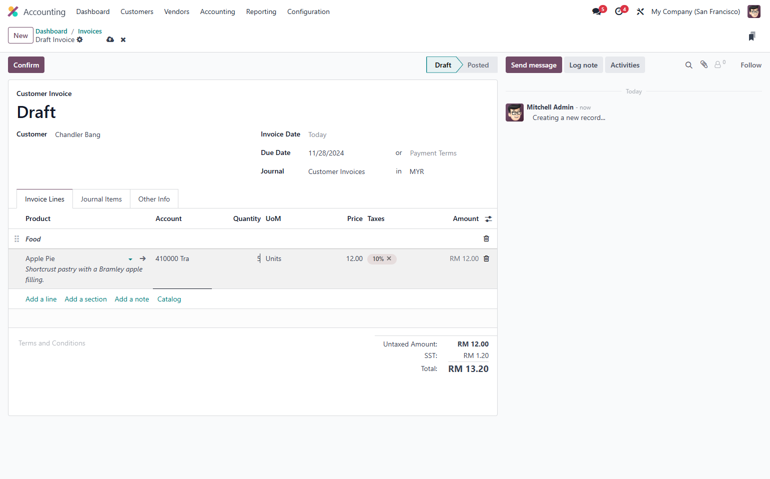 The default price given is based on the product sale's price but you can adjust if needed