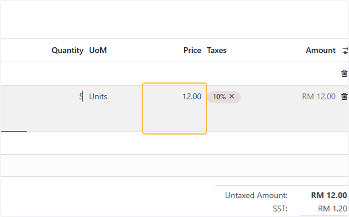 The default price given is based on the product sale's price but you can adjust if needed