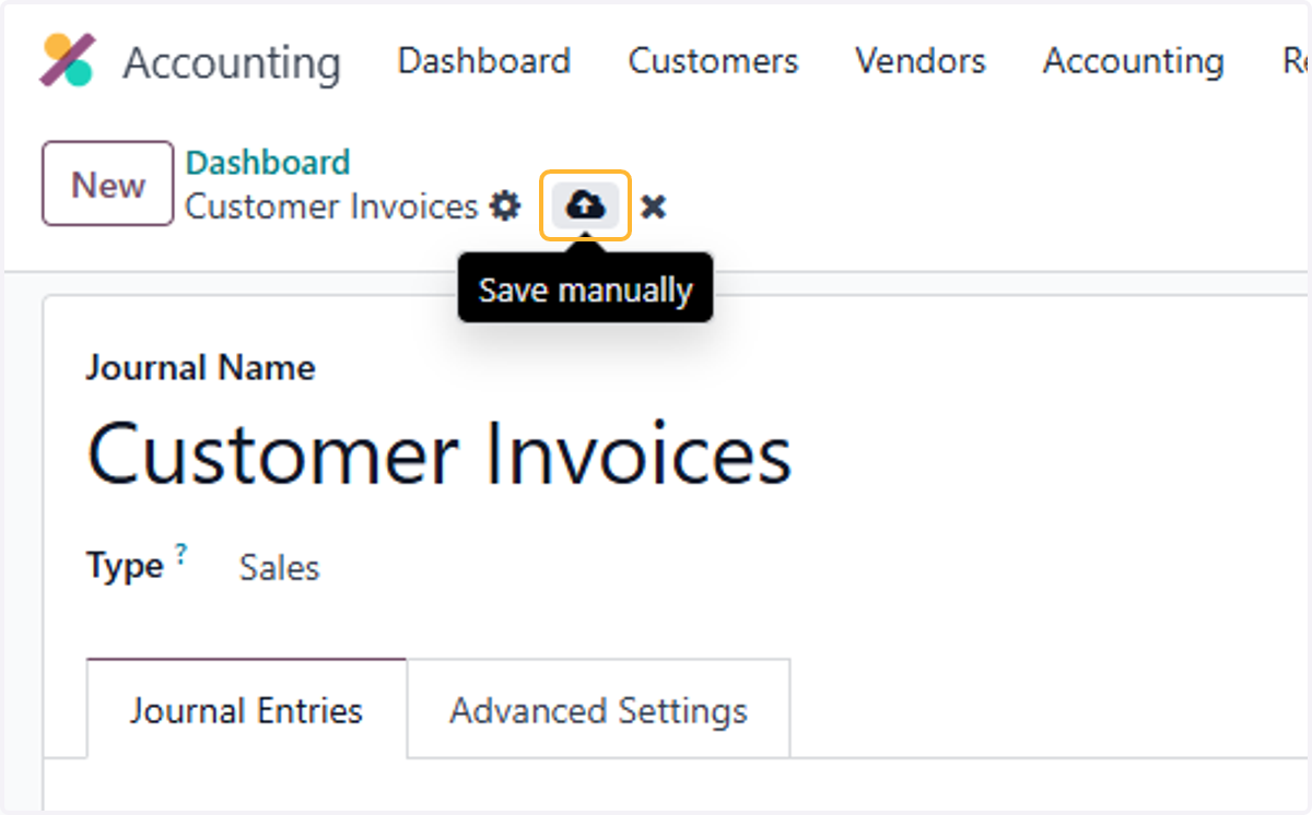 Click on Save manually