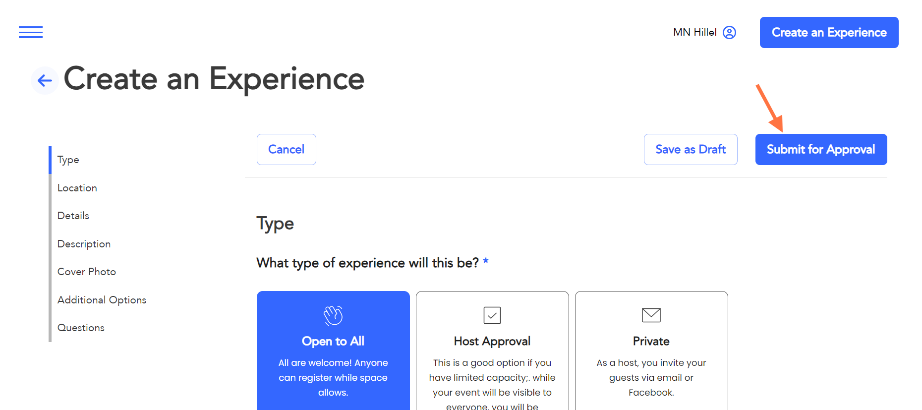 Head back to the top of the website and hit "Submit for Approval"
