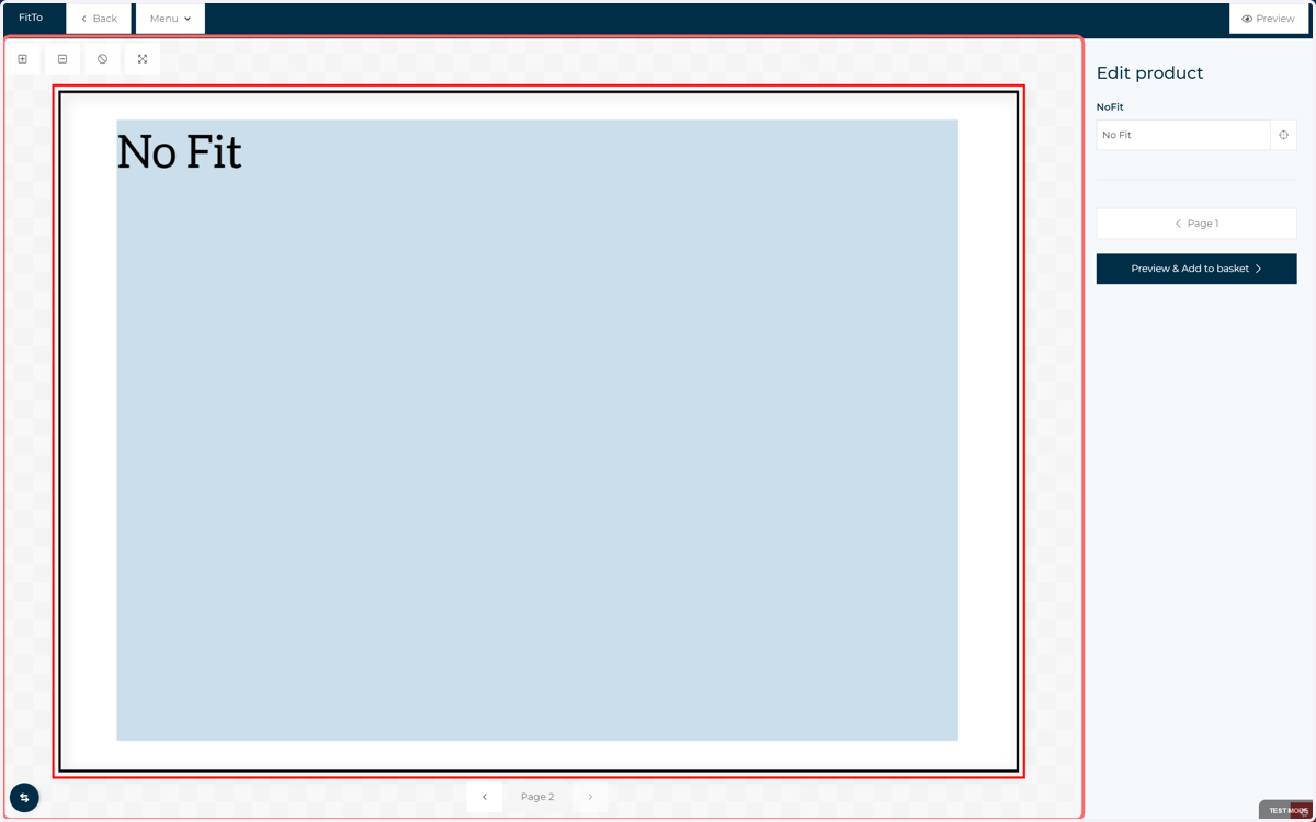 The NoFit field has resized, but has not maintained the relationship with the canvas size