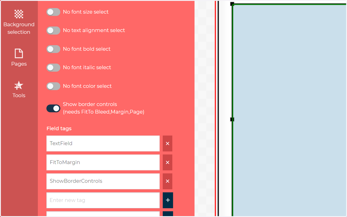 Check Show border controls…