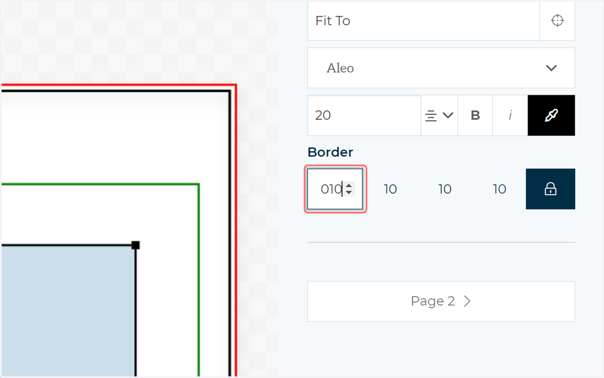 With Show border controls specified, border options will be available in the form
