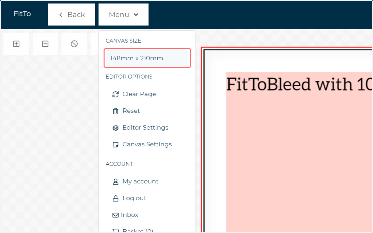We will now switch between canvas options in order to change the size and the aspect ratio.