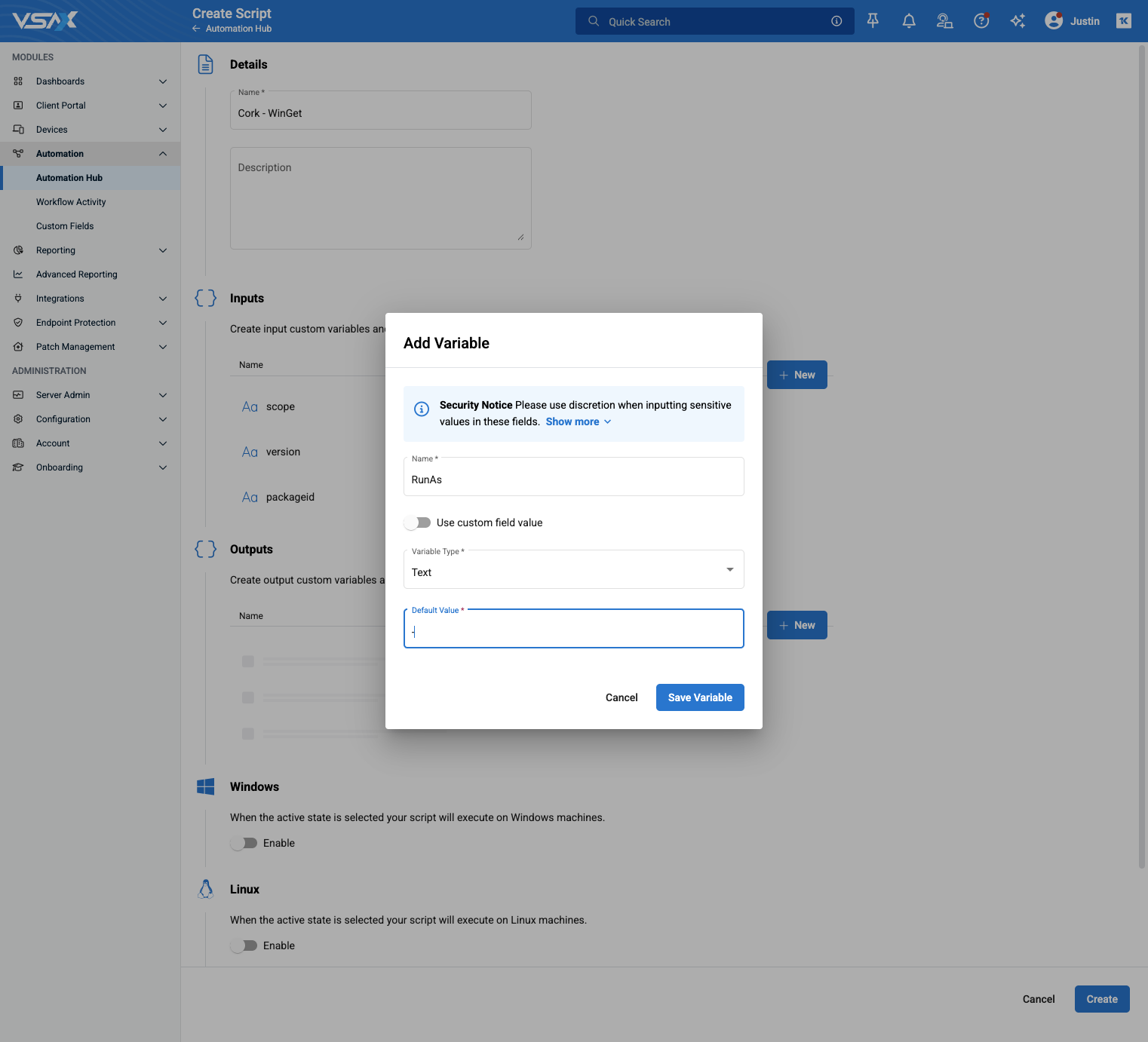 A. Paste text into input B. Click on Default Value C. Type -