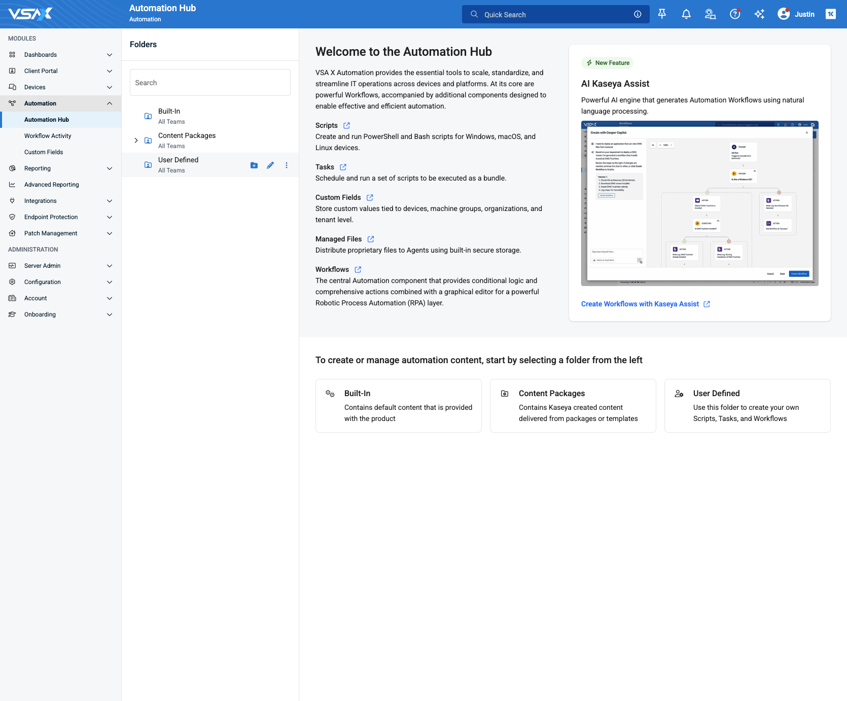 A. Click on Automation Hub B. Click on User Defined