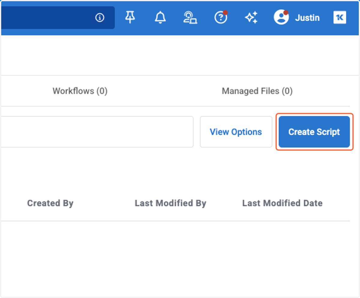 Click on Create Script