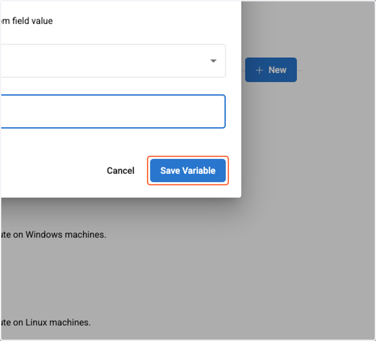 Click on Save Variable