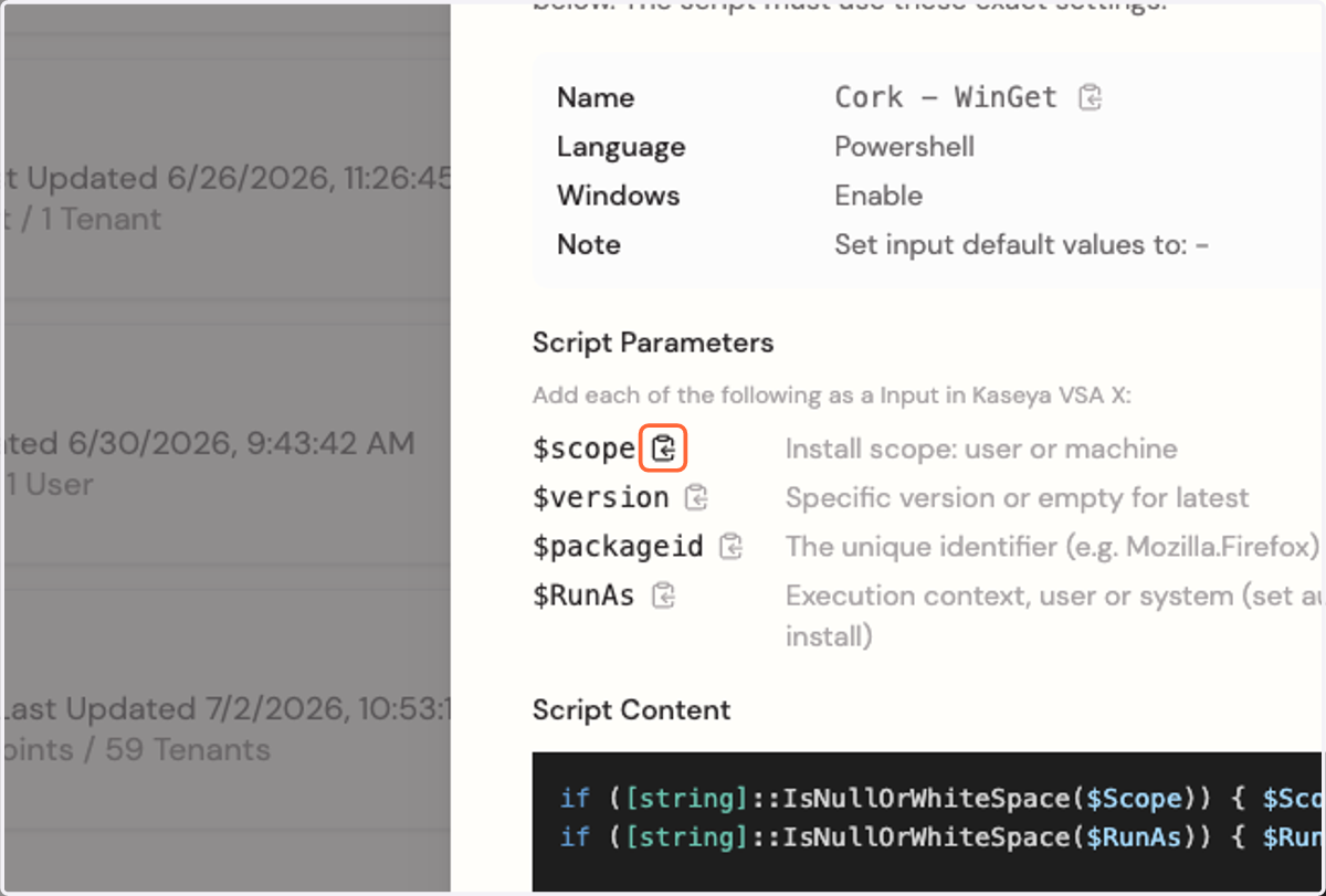 Click on Copy Variable