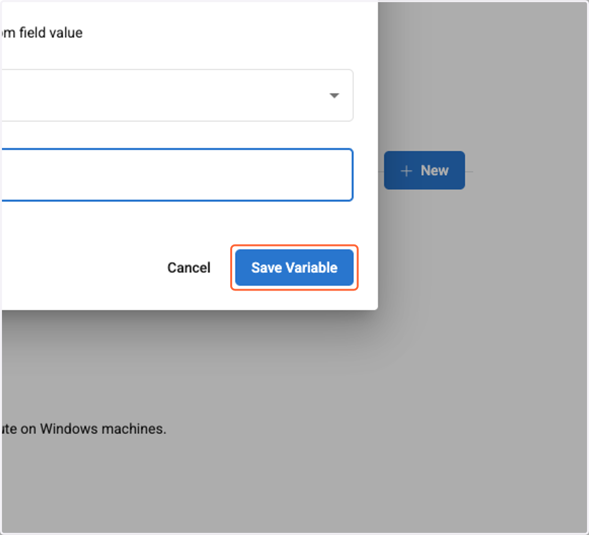 Click on Save Variable