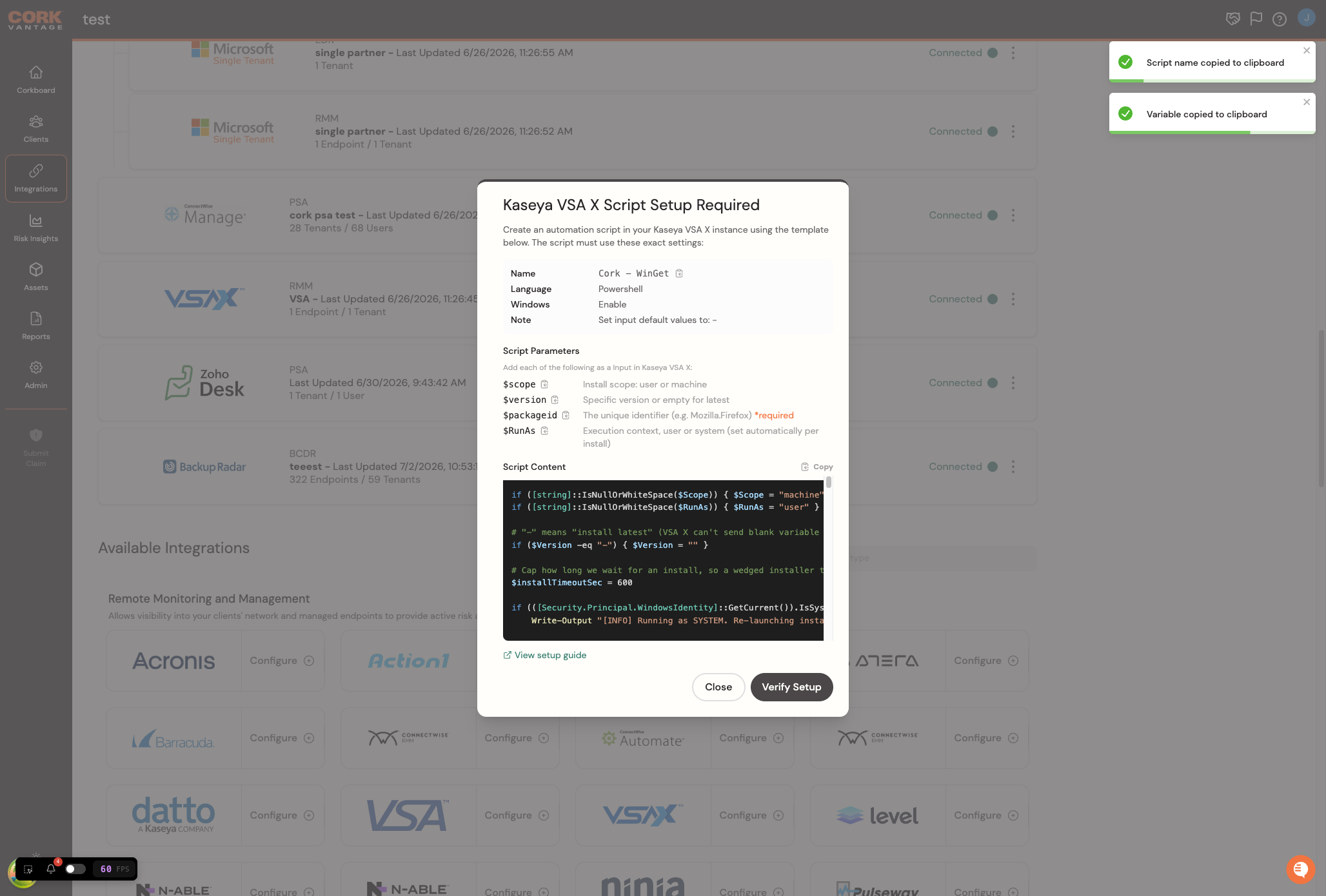 Click on Copy Variable