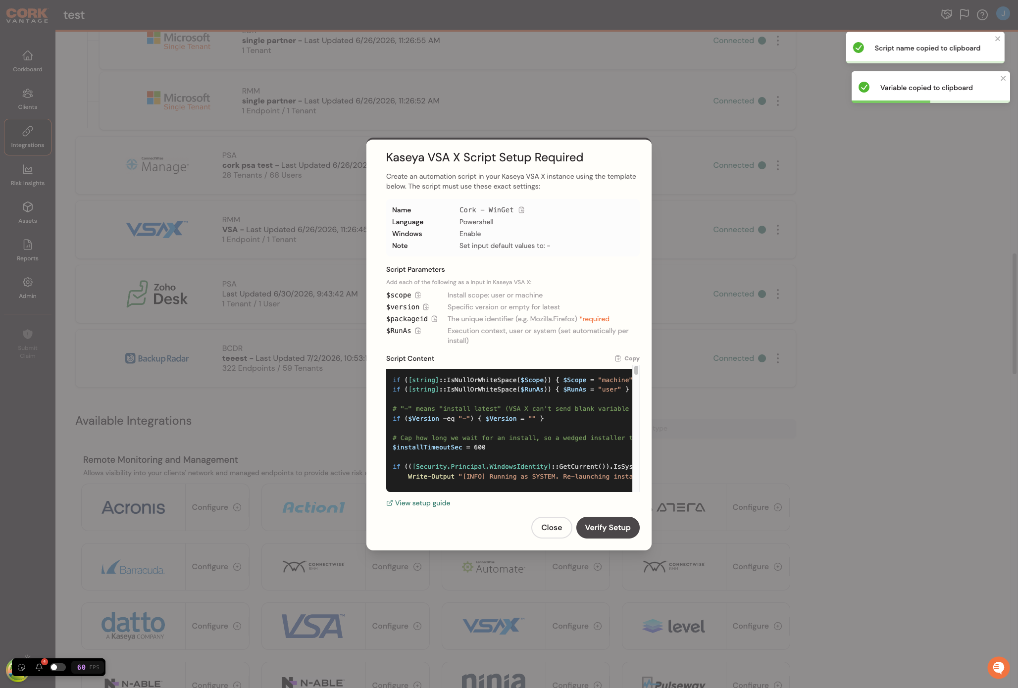 Click on Copy Variable
