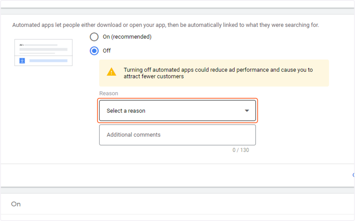 Click on Select a reason…