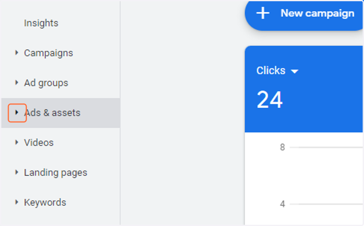 Click on Ads & assets