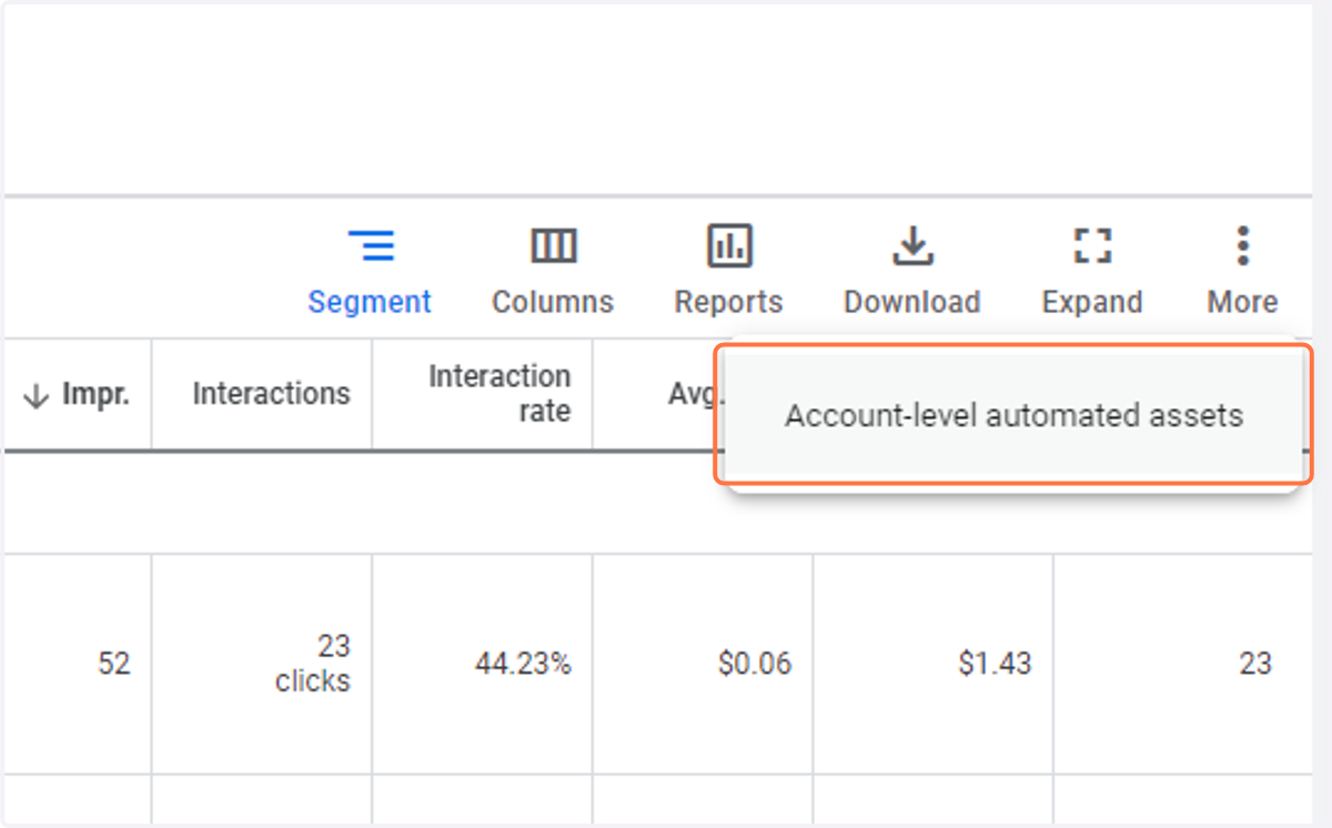 Click on Account-level automated assets