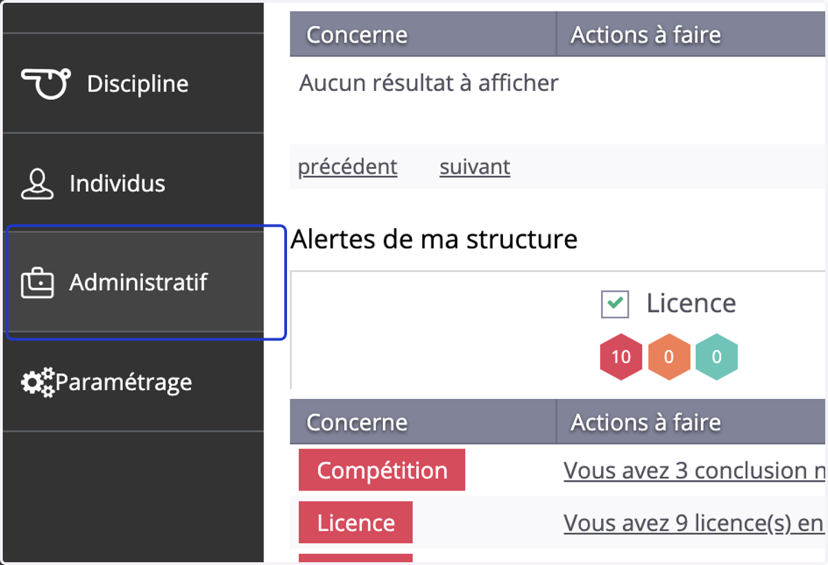 Se rendre sur l'espace administratif