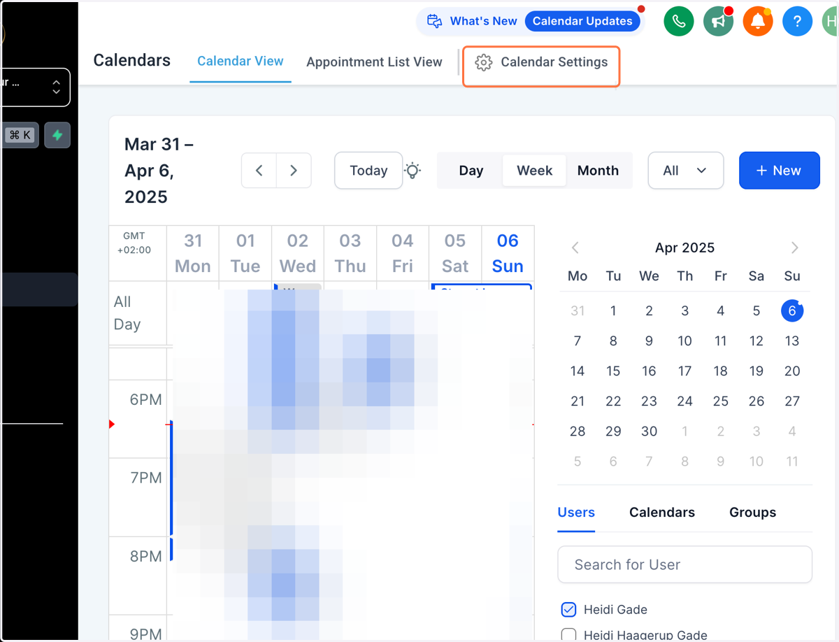 Klik på Calendar Settings