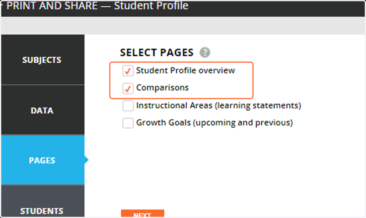 Select which pages you would like.