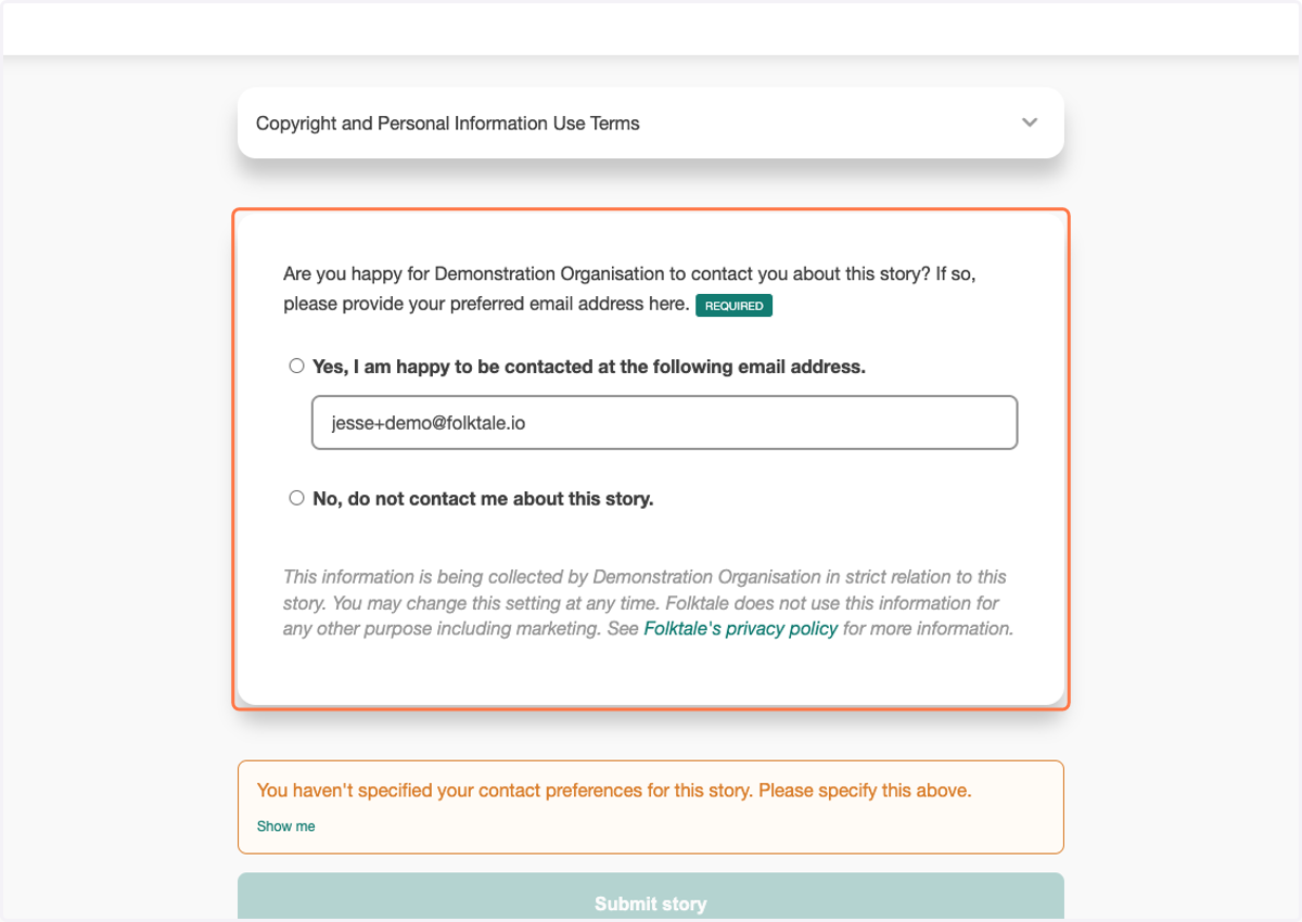 Decide whether you would like to be contacted by the workspace