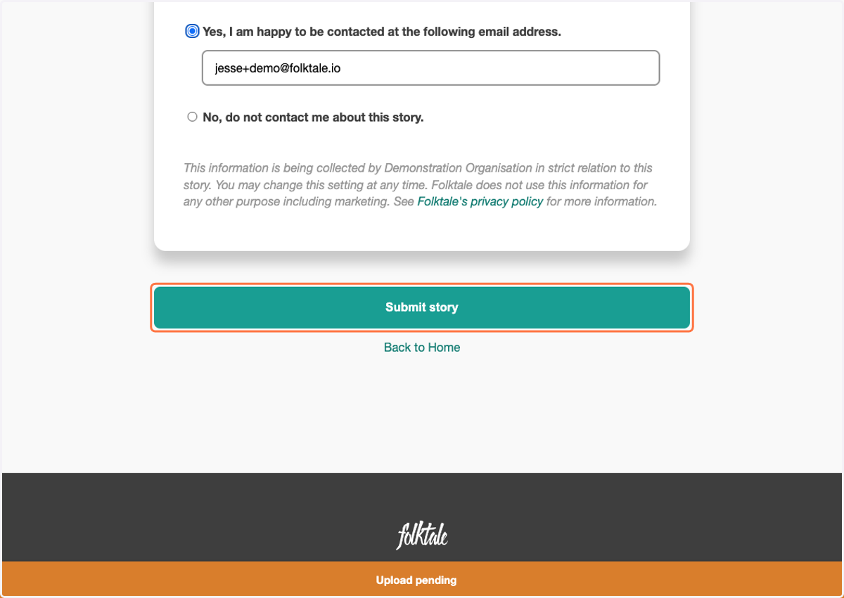 When you're happy with your story, click on Submit story