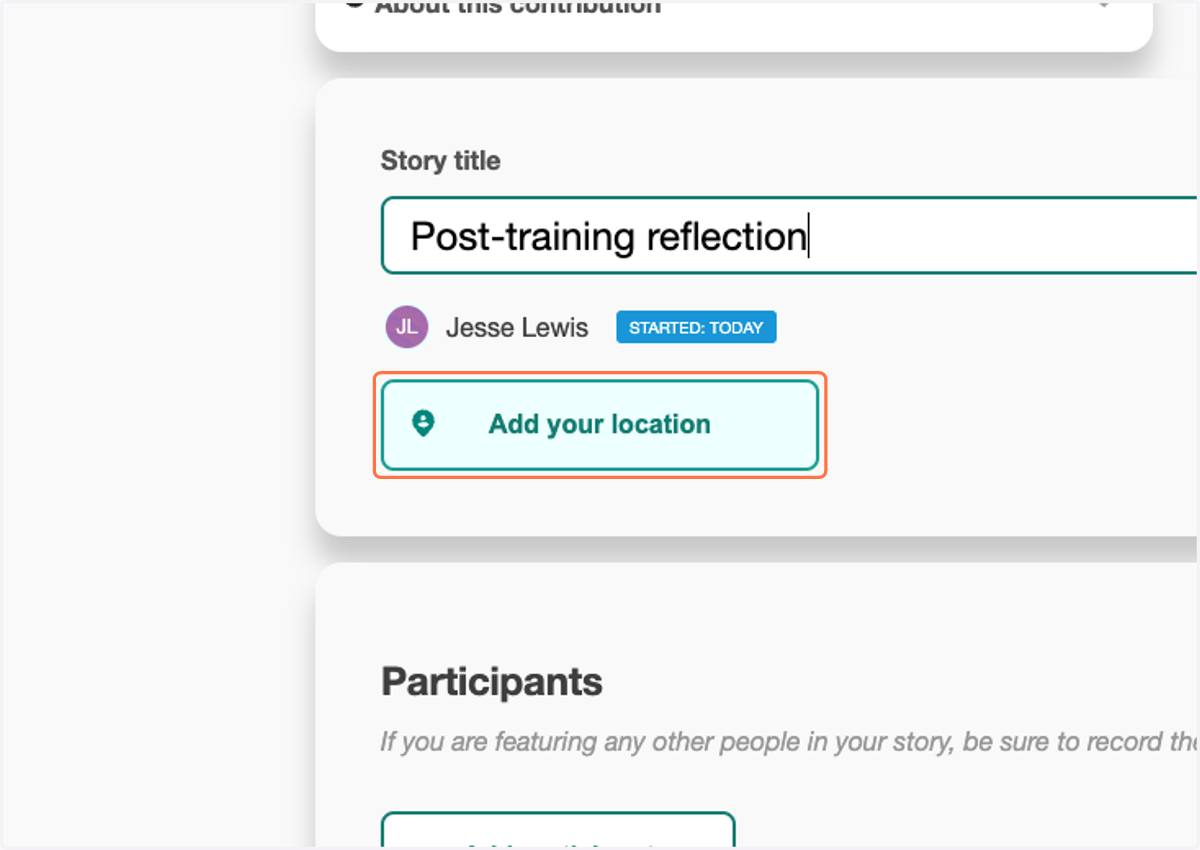 Optionally, add your location using your devices GPS by clicking "Add your location"
