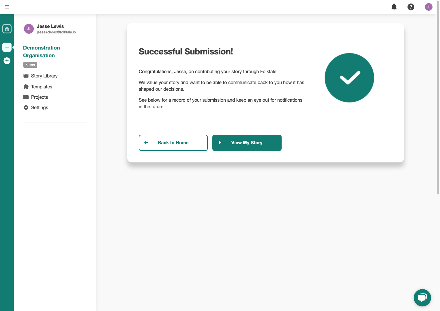 Congratulations, you have submitted your story using a preset