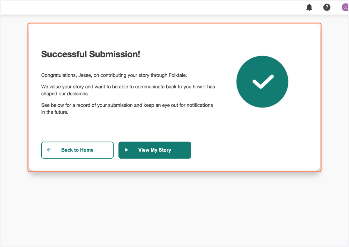 Congratulations, you have submitted your story using a preset