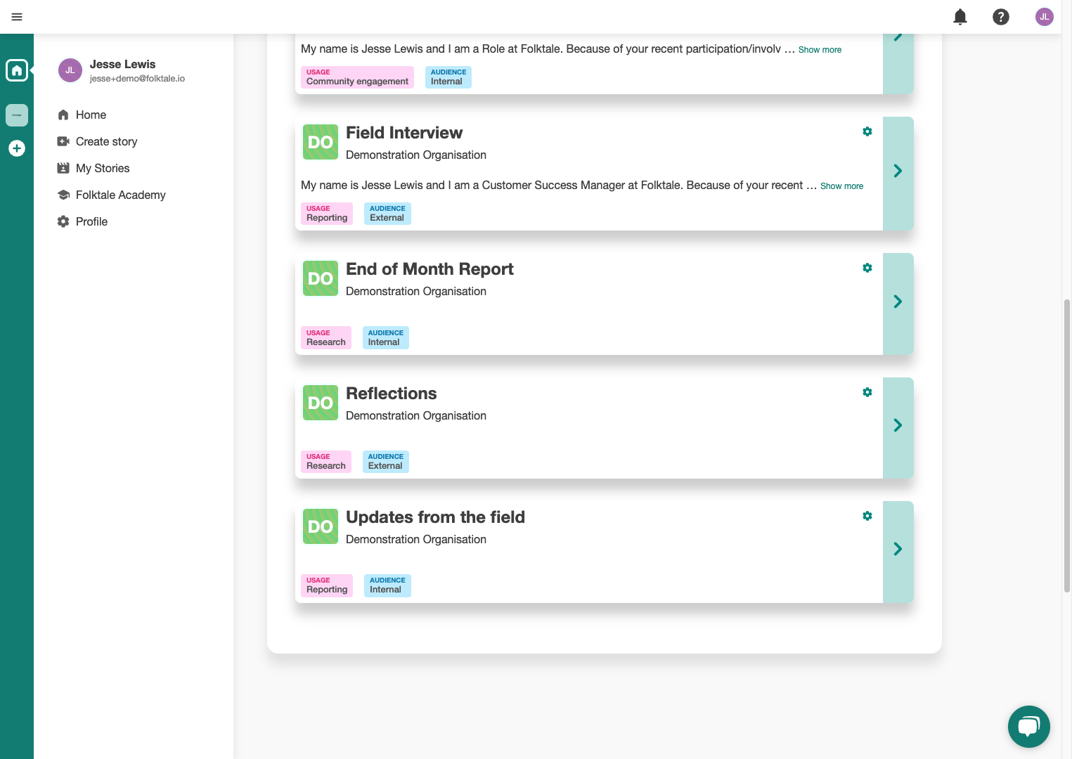 Identify the preset most suited to your story and open it using the green arrow