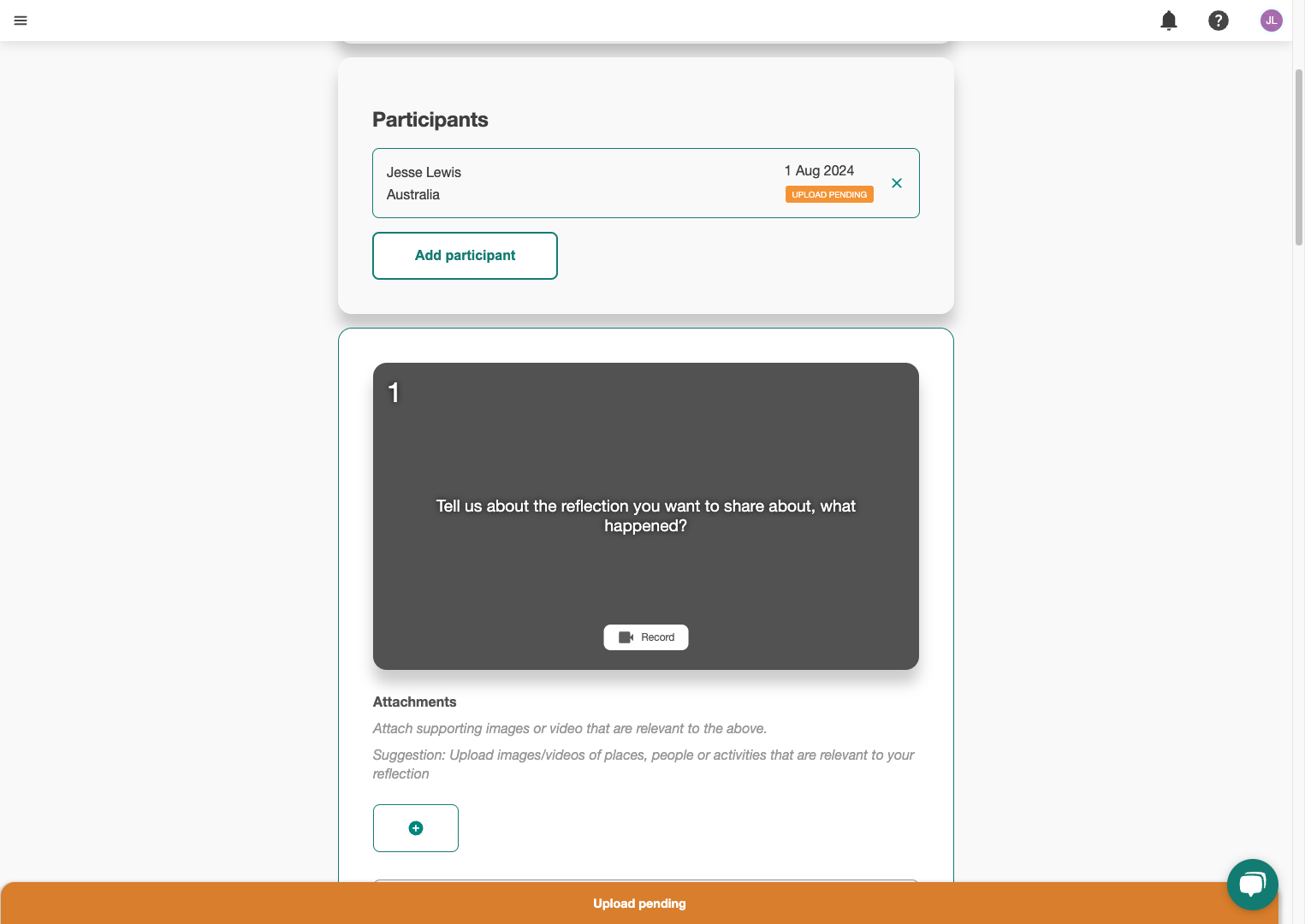 To begin capturing your story, select the record option on the first prompt